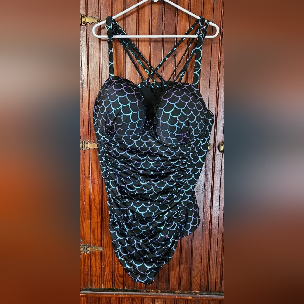 Torrid Black Textured Swimsuit